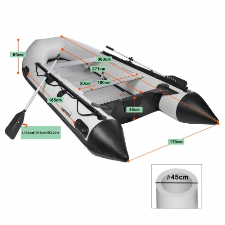 NEMAXX Professional nafukovací člun 380 cm, pádlo pro 6 + 1 osob