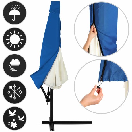 Slunečník 350 cm průměr modrá barva
