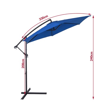 Slunečník 350 cm průměr modrá barva