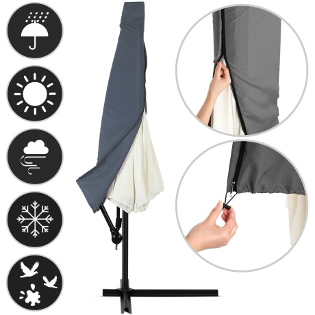 Slunečník 330 cm průměr antracit alu konstrukce