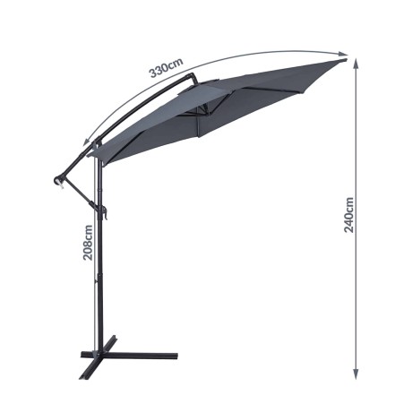 Slunečník 330 cm průměr antracit alu konstrukce