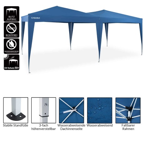Skladací altánok párty stan modrá 3x6m UV ochrana 50+