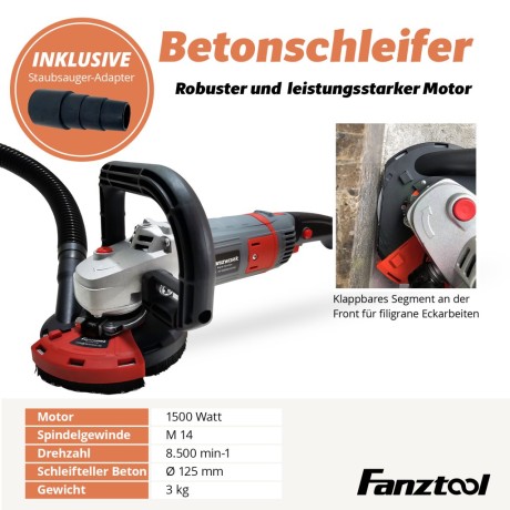 kópia z FANZTOOL Brúska na betón diamantový brúsny kotúč 1500W/125mm