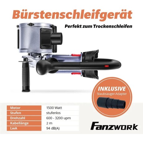 25 FANZWORK V2 1500 W Satinačná valcová brúska