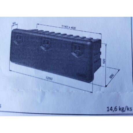 Přepravní box k nosiči na tažné, vel. 1250×520×500mm