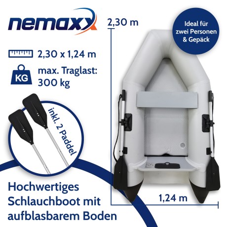 Nafukovací čln Nemaxx® Professional 230cm VRÁTANE 2 PÁDEL, VAKU + PUMPY - vysokotlaková podlaha